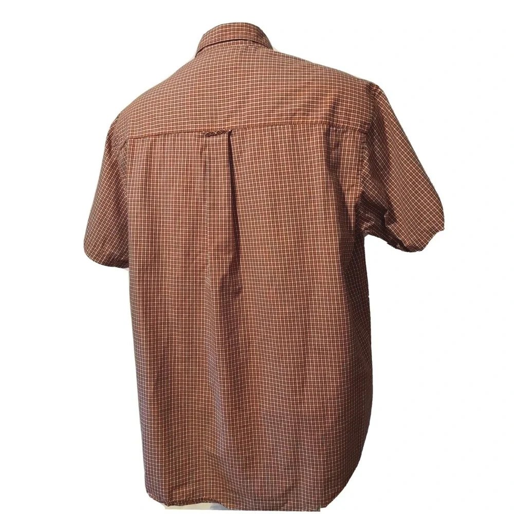 Chaps Ralph Lauren Shirt Large Mens Y2K Norm Core Orange‎ White Mini Plaid Retro